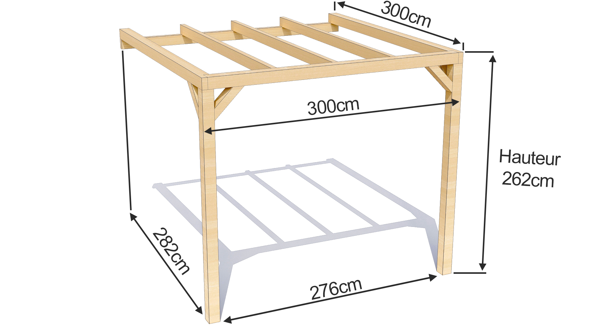 dimensions d'une pergola bois come 3mX3m